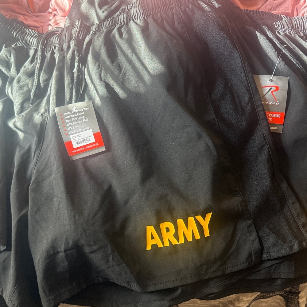 Rothco Black Athletic Shorts with Yellow 'Army' Print